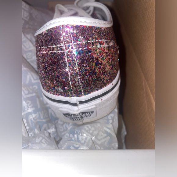 Vans Authentic Old Skool Chunky Glitter True White Skate Sneakers - Picture 8 of 11